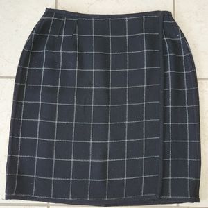 Wool wrap plaid skirt